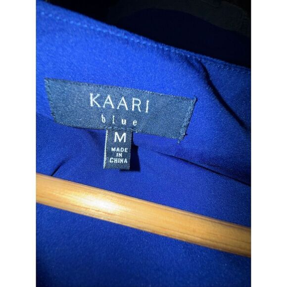 Kaari Blue Size M Tiered Bell Long Sleeve Mini Dress Cobalt Cocktail Party - Picture 6 of 7